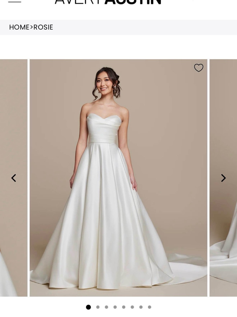 Rosie Strapless Satin Ball Gown in Ivory